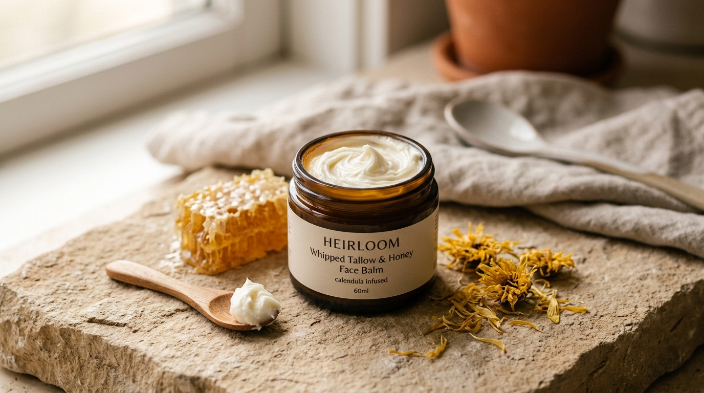 DIY Whipped Tallow & Honey Face Balm: The Clean 3-Ingredient Cream for a Plump, Glowing Skin Barrier
